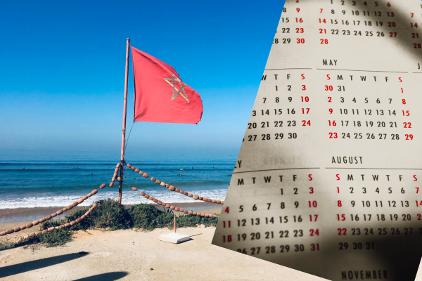 Moroccan flag with a calendar